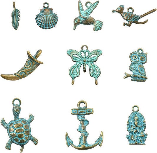 Antique Silver Cross Drink Insect Animal Theme Charms for DIY Jewelry Bracelet Necklace Earring Keychain Decor