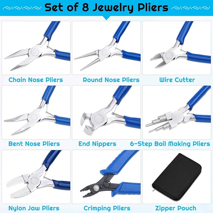 shynek jewelry making pliers tools, 8pcs micro jewelry pliers set for jewelry making supplies