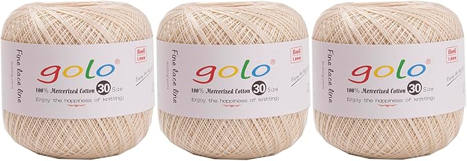 golo 3 Skeins Crochet Thread Size 30 Embroidery Thread Yarn for Hand Kniting Yarn for Tatting 702
