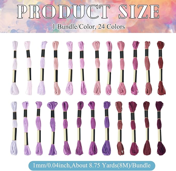 FASHEWELRY 210 Yards Embroidery Thread Bulk Purple Crewel Cross Stitch Threads 1mm Polyester Embroidery FlossThread for Jewelry Making Bracelet Knitting Stitch Supply