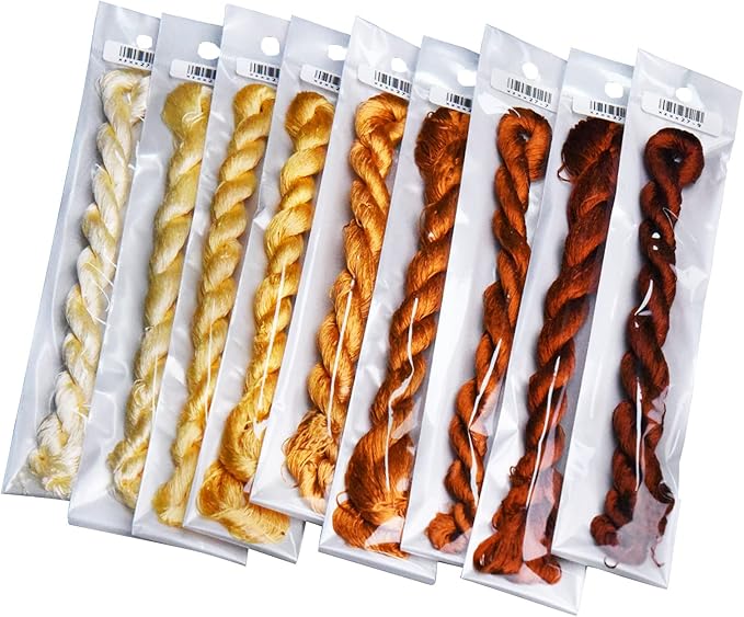 Natural 100% Silk Thread, Handmade Embroidery Thread Silk Floss 9 Colors 110m Each (27)