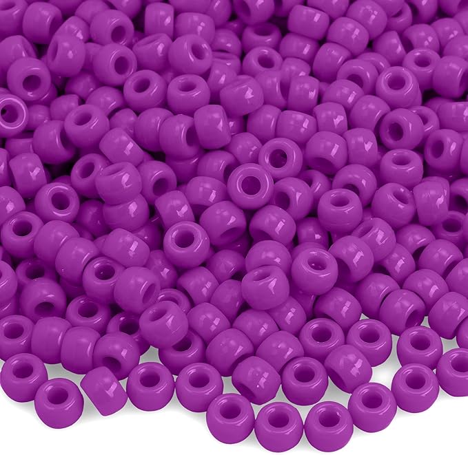 anpiwshjo pony beads 1100 pcs, purple, plastic, round, loose, for jewelry making, bracelets, hair beads