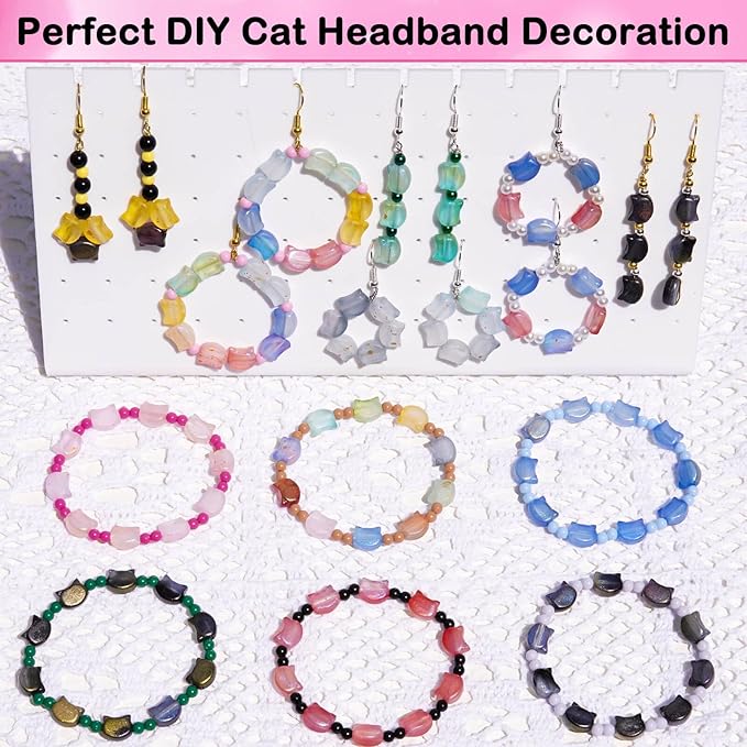 800+PCS Cat Head Beads for Bracelet Making, Acrylic Kawaii Animal Charms Jewelry Kit with Frosted Matte Finish DIY Cute Bead for Friendship Bracelets Necklaces Earrings Phone Lanyards Craft Projects