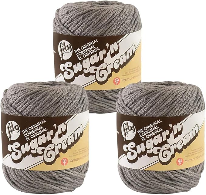 Lily Sugar'n Cream Solids 100% Cotton Yarn Overcast Pack of 3