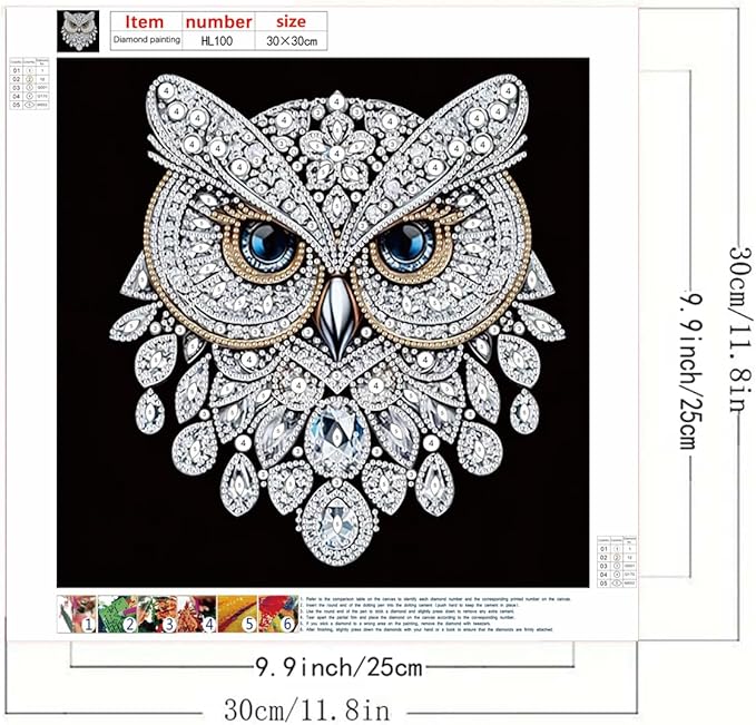 GEMFAMILY Owl Diamond Painting Kits for Adults,5D Diamond Art Kits for Special Shape,DIY Crystal Rhinestones Diamond Dots Gem Art Craft for Home Decor 11.8 x 11.8 inch
