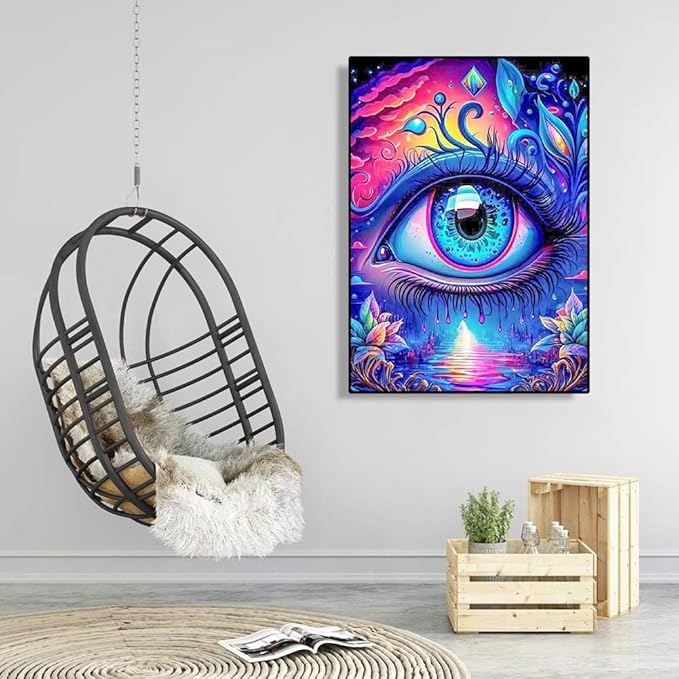 ijbnhd Diamond Art Kits for Adults, DIY Colorful Eye Diamond Painting Kits for Beginners, 5D Full Drill Round Eye Gem Art for Home Wall Decor 12X16in