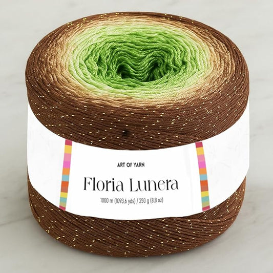 Floria Lunera Cotton Yarn 55% Cotton 45% Acrylic 250g 1093 Yards Multicolor Rainbow Crochet Yarn Handknit Cake Soft Variegated Yarn for Spring Summer Projects Blankets Scarves-93272
