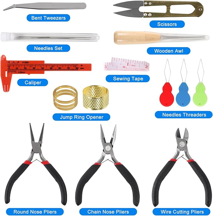 D-FLIFE Jewelry Making Supplies Kit with Jewelry Tools, Jewelry Wires and Jewelry Findings for Jewelry Repair and Beading (23pcs)