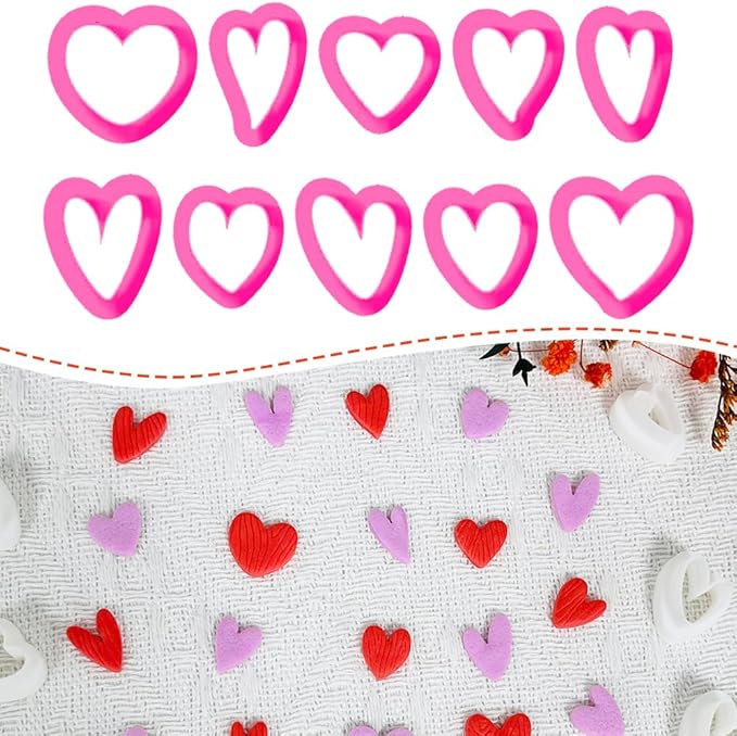 Xaekicr Heart Shape Polymer Clay Cutters Set – 10PCS Clay Earring Cutters for Polymer Clay Jewelry Making, Valentines Day Clay Tools and Molds for DIY Crafts
