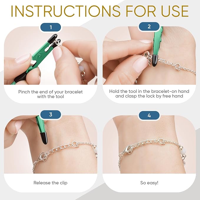 Mission Gallery Bracelet Helper Tool - Fastener Helper Tool for Bracelet, Necklace, Jewelry, Watch - Clip, Clasp Helper - Easy to Put on Yourself, Portable, Made of Metal, Emerald