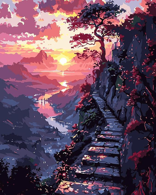 CHWGLFGG Paint by Numbers Kit for Adults Beginner, Sunset Landscape Adult Paint by Number Kits on Canvas, DIY Acrylic Oil Easy Painting by Numbers for Home Wall Decor 16X20 inch (Without Frame)