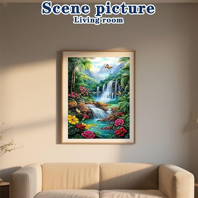 DOTZSO Landscape Diamond Painting Kits for Adults, Easy DIY 5D Round Full Drill Diamond Art kit Diamond Dot Crystal Gem Art and Craft for Beginners Home Wall Decor 12x16 Inches