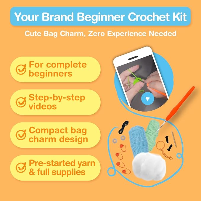 Avenir Beginner Crochet Kit for Adults & Teens - Small Portable Animals Kit with Keychain, Complete Supplies & Video Tutorials, Perfect Arts & Crafts Gift for Women & Girls（Mint Turtle）