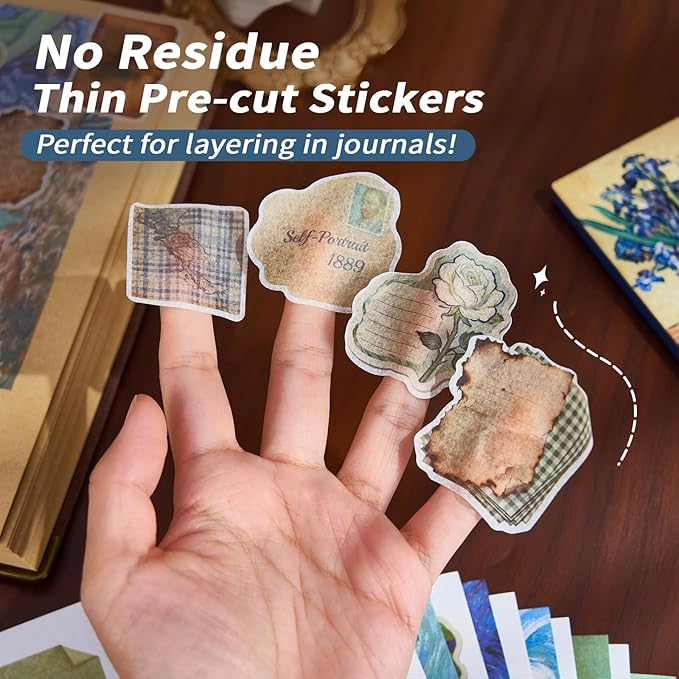 Gemmapylor 220PCS Arts Washi Stickers and Scrapbook Paper 40 Sheets, Aesthetic Journaling Supplies, Decorative Scrapbooking Paper for Planner, Journal & DIY Crafts