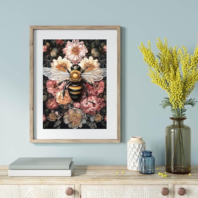 bee cross stitch kits for adults - stamped crossstitching kits preprinted 11 count cross-stitch kit for beginner, 11ct prestamped easy pattern needlepoint kits crafts for decor