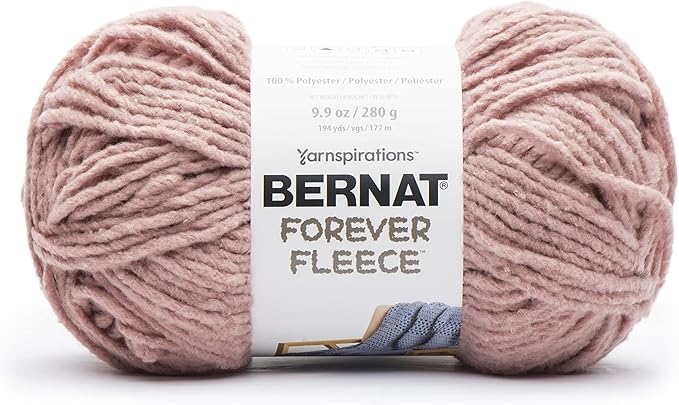 Bernat Forever Fleece Rose Hip Yarn - 2 Pack of 280g/9.9oz - Polyester - 6 Super Bulky - 194 Yards - Knitting/Crochet