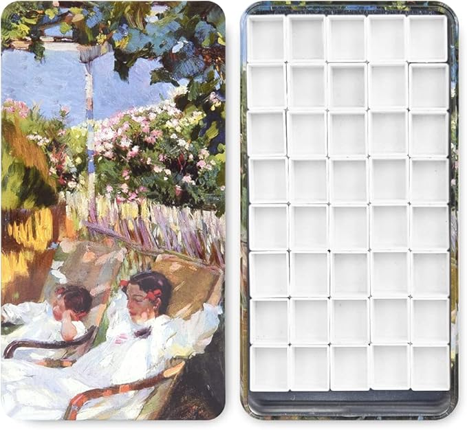 40Pcs Empty Half Pans with Magnetic Stripe Watercolor Paint Travel Tin Palette Case, Artist Paints Half Pan Kits for DIY Watercolor Oils or Acrylics Painting Art Drawing Garden