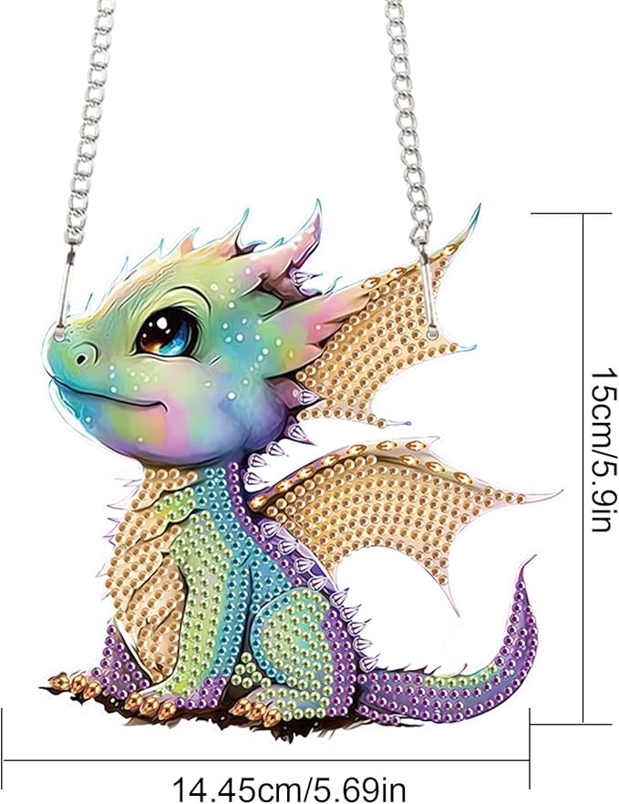 Flying Dragon Diamond Painting Hanging Kit, DIY 5D Special Shaped Crystal Rhinestones Diamond Art Pendant Ornament Acrylic, Fantasy Dragon Art for Wall, Door or Car Decoration, Handmade Craft Gift