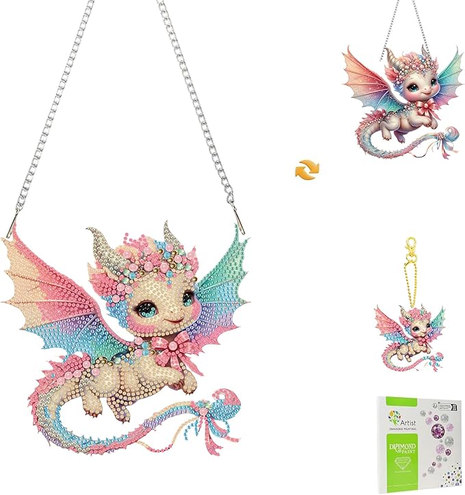 Masendp Dragon Diamond Painting Double-Sided Wall Hanging Set, DIY Irregular Shaped Rhinestone Window Decoration Set, Suitable for Home and Garden Wall Decoration Gifts