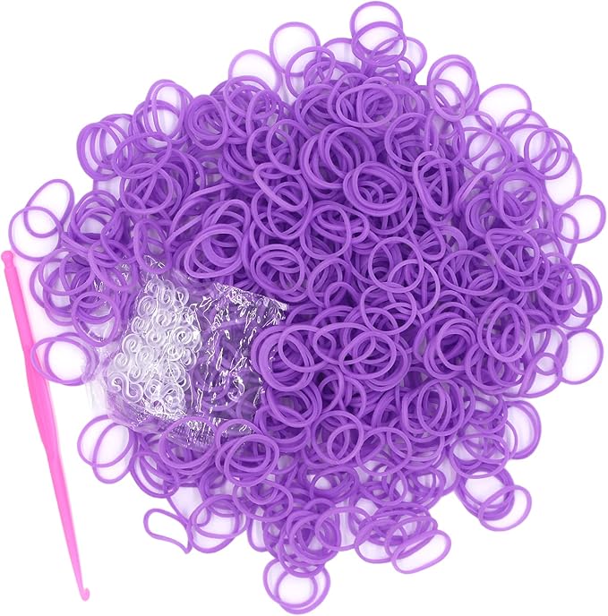 Salome Idea 3000Pcs Loom Rubber Bands Refill Kit, Includes 75 S-Clips & 5 Hooks, Premium Rubber Band Bracelet Making Supplies for Kids DIY Crafting Gift (Light Purple)