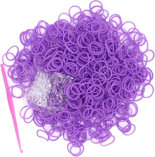 Salome Idea 3000Pcs Loom Rubber Bands Refill Kit, Includes 75 S-Clips & 5 Hooks, Premium Rubber Band Bracelet Making Supplies for Kids DIY Crafting Gift (Light Purple)