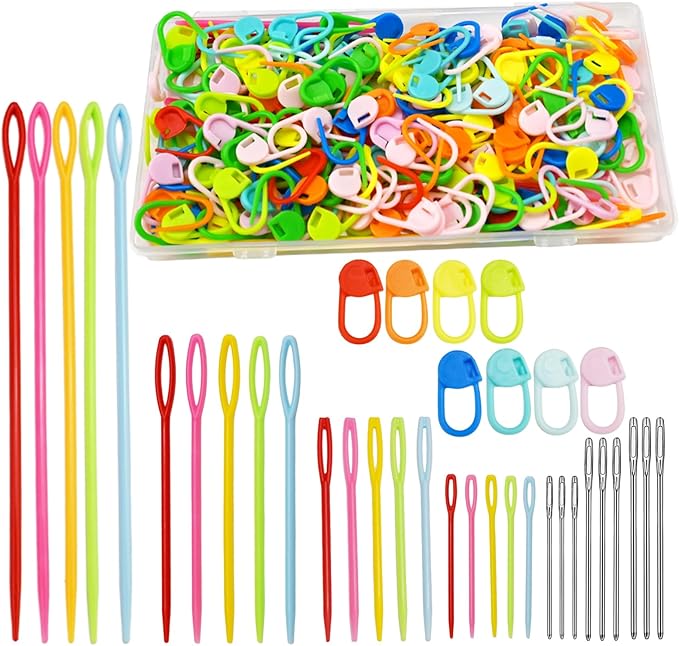 DeliaVo 229 Pcs Yarn Needles Set, Assorted Crocheting & Darning Tapestry Needles with Stitch Markers, Crochet Kit for Knitting Sewing Weaving