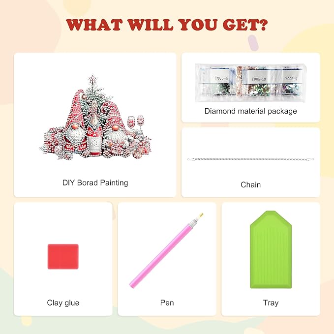 HEIBAGO Gnome Diamond Art Hanging Kits for Adults Kids, 5D Special Shaped Crystal Diamond Painting Kit, DIY Pattern Window Pendant Gem Art Kit for Home Wall Decor 8.3 x 8.3 Inch