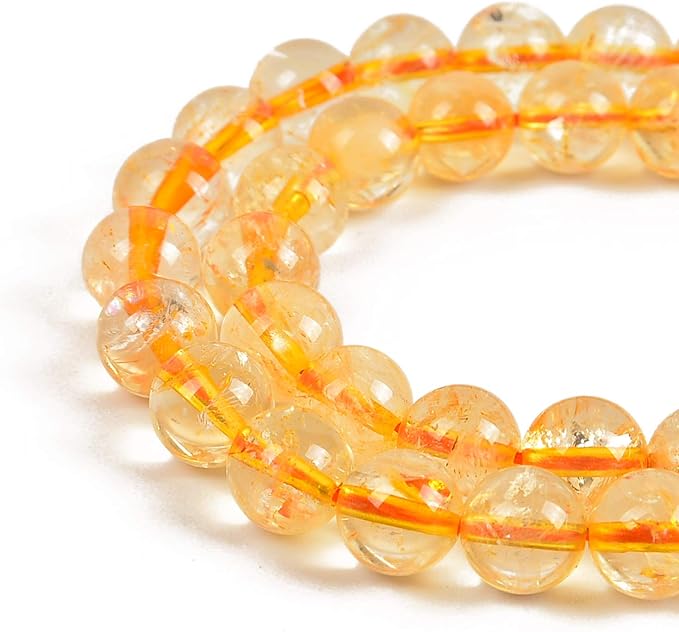 36pcs 10mm Natural Golden Citrine Gemstone Round Spacer Loose Stone Beads for Jewelry Making 15.5" 1 Strand (Golden Citrine, 10mm 36Beads)
