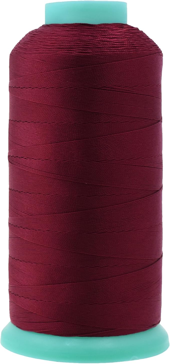 Mandala Crafts Size 92 280D T90 Bonded Nylon Thread - Wine 1100 YDs Tex 90 Heavy Duty Sewing Threads for Leather, Jeans, Weaving, Outdoor Marine Upholstery