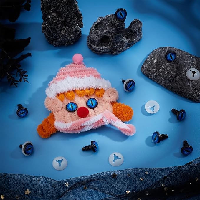 PH PandaHall 14mm Craft Safety Eyes, 20PCS Glow in The Dark Crochet Eyes Luminous Dragon Eyes Plastic Craft Crochet Eyes with Tray for DIY Crochet Stuffed Animal Teddy Bear Halloween Decor Making