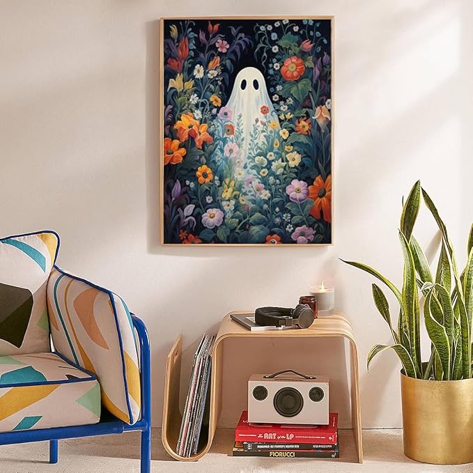 Gemozaic Spooky Diamond Painting Kits for Adults- Halloween Ghost Diamond Art Kits for Adults, Gem Art for Adult for Gift and Home Wall Decor 12x16 Inch