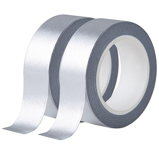 Silver Foil Washi Tape - 2 Rolls Low Tack Self Adhesive Decorative Metallic Foil Masking Tape for Crafting,Scrapbooking and Wall Decor Decorative 0.59in x66FT