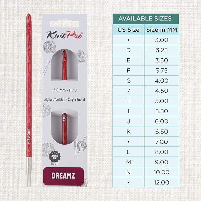 KnitPro Dreamz Afghan/Tunisian Crochet Hook | US Size H (5mm)