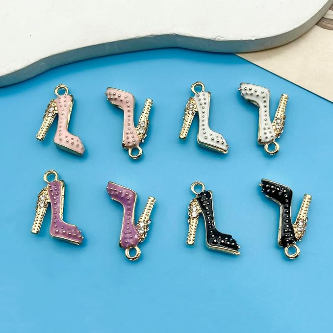 Youdiyla 20pcs Alloy enamel high heels set series Pendant Jewelry Making DIY Keychain Earrings Pendant Various Design Charms for Jewelry Making Bracelets Necklace (SN445)
