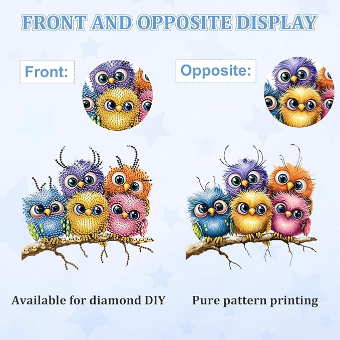 KEYIFA Diamond Painting Desktop Ornament, DIY Colorful Bird Diamond Art for Adults Beginner, Gem Arts Table Decor Special Shaped Rhinestone Crafts Home Desk Decoration Gift, Double Sided