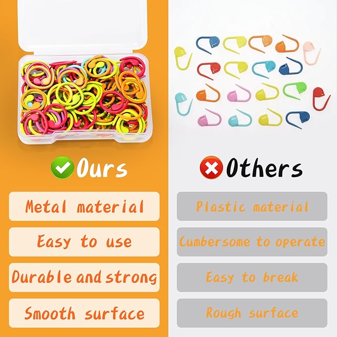 Jmuiiu 100pcs Metal Stitch Markers, Spiral-Shaped Stitch Markers for Crocheting, Colorful Crochet Ring, Crochet Markers for Crocheting and Knitting with Storage Box