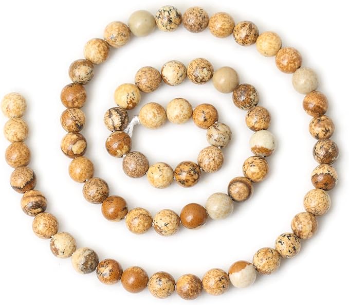 cheavian 60pcs 6mm natural picture jasper stone round loose beads for jewelry making diy findings 1 strand 15"