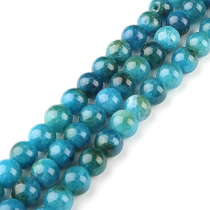 Natural Stone Beads Gemstone Beads for Jewelry Making - Crystal Beads for Bracelets, 6mm Beads Round Loose Beads(59-62pcs, 6mm, Blue Ppatite Jade)