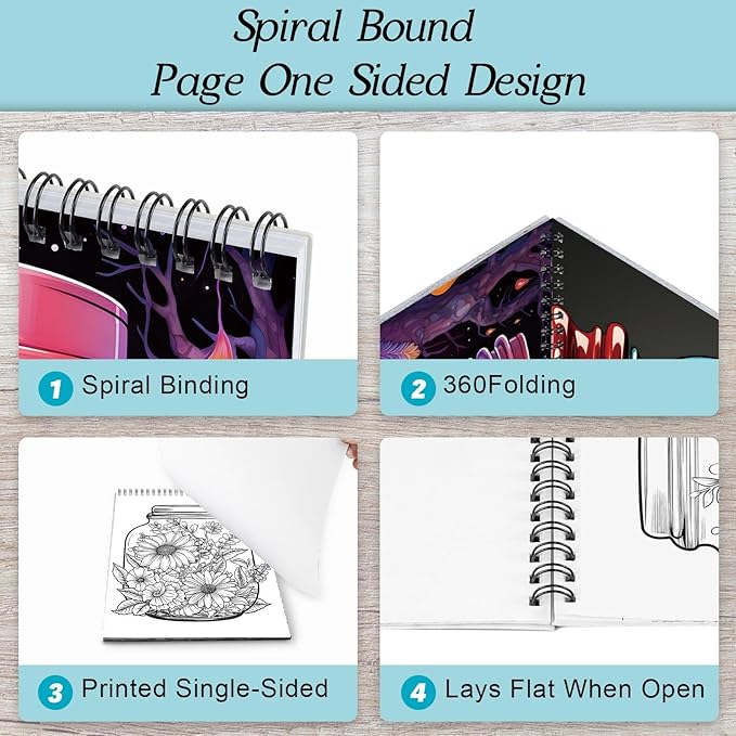 2Pcs Coloring Books for Adults Relaxation Coloring Book for Women Spiral Bound Printed On One Side Fun Magic Coloring Book(Magic Wishing & Dream Butterfly)
