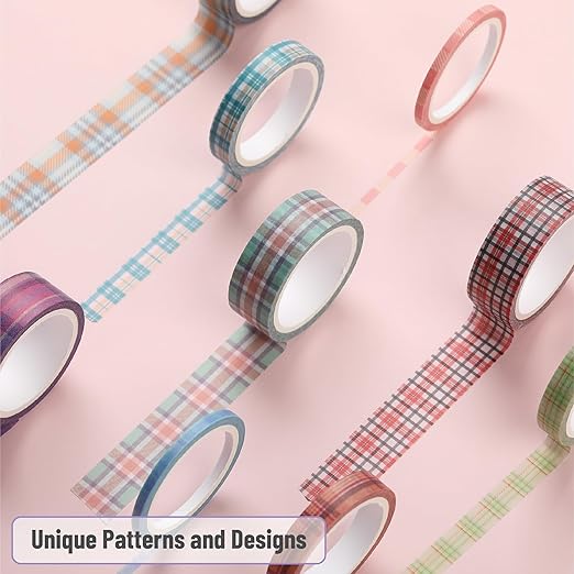 Mr. Pen- Washi Tape Set, 21 Rolls, Assorted Sizes, Plaid Design, Washi Tape for Journaling