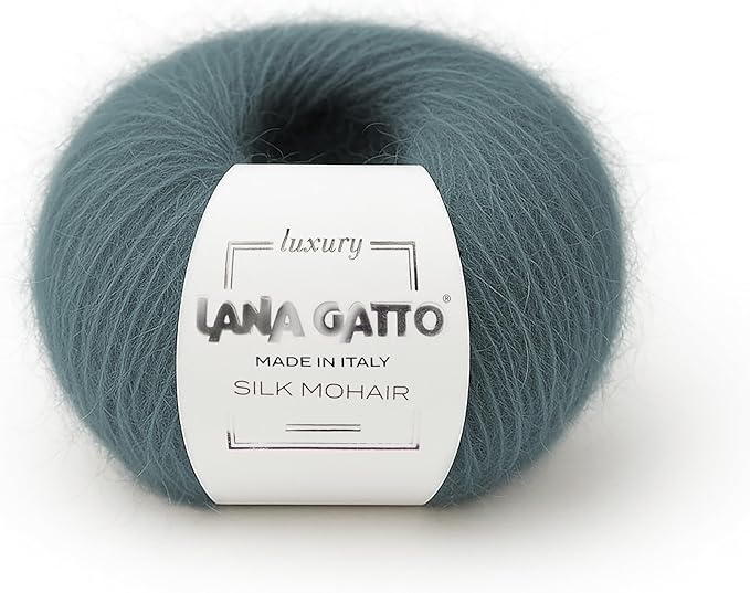 Silk Mohair Luxury Yarns, Premium and Soft Blend for Knitting, Made in Italy (Green - 30486, 10)
