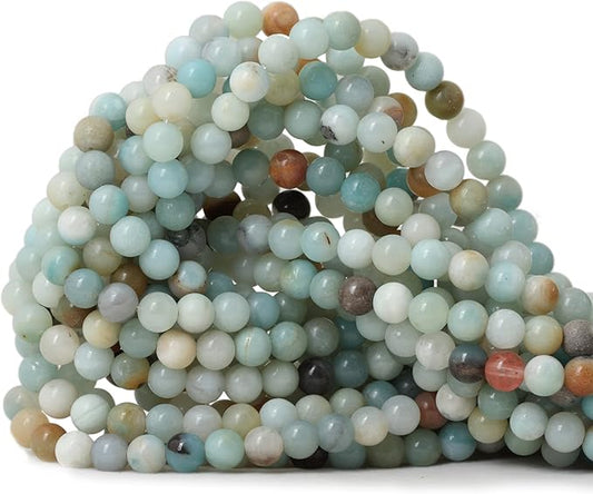 cheavian 60pcs 6mm natural mix color amazonite gemstone round loose beads stone beads for jewelry making diy 1 strand 15"