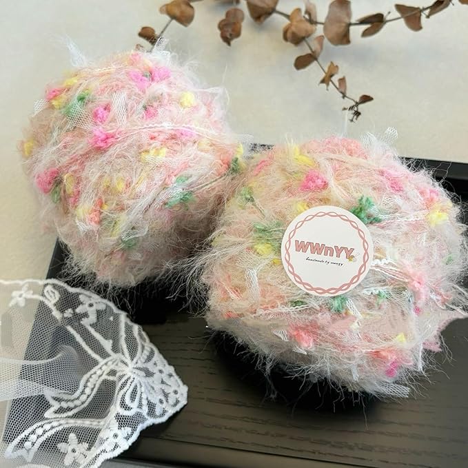 Hand Spun Art Yarn 2 Pack of 50g/Skein Fancy Yarn Multifiber Multicolored with Hand Blended Handmade for Jewelry Making Junk Magazines Knitting Crafts Textile Decorative Tassels Card Making