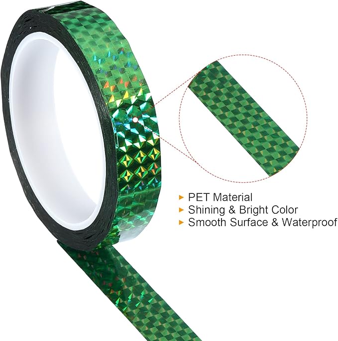PATIKIL Prism Tape 0.8 Inch x 55 Yards, Holographic Metalized Reflective Adhesive for Detailing Accent Wall Decor Art, Green