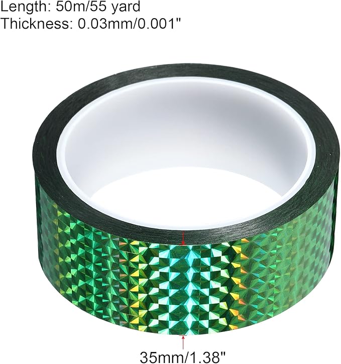 PATIKIL Prism Tape 1.4 Inch x 55 Yards, Holographic Metalized Reflective Adhesive for Detailing Accent Wall Decor Art, Green