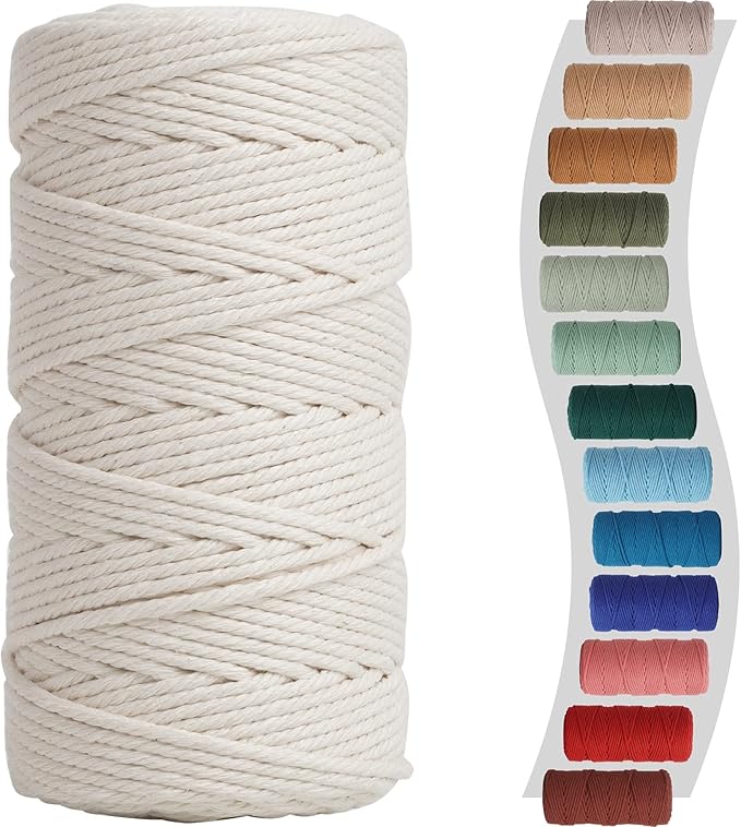 Macrame Cord 3mm 220yards (200 Meters) Natural Color Macrame Supplies Macrame Yarn, Colored Cotton Rope, Colored Cord for DIY