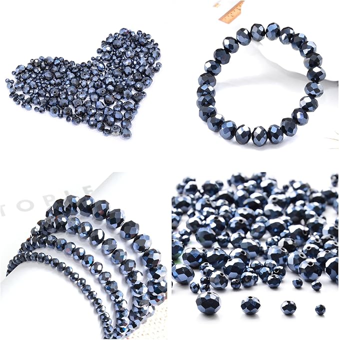 laopottbeads 500pcs 6mm crystal glass beads for jewelry making beads for bracelets necklace pendants making supplies(navy blue)