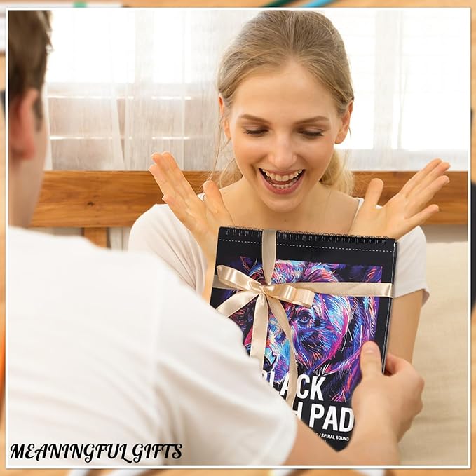 30 Sheets Black Paper Sketchbook, 98lb/160gsm Heavyweight Black Sketch Pad 9×12in, Acid-Free Drawing Paper, Spiral Bound Sketch Book for Kids, Teens, Artist