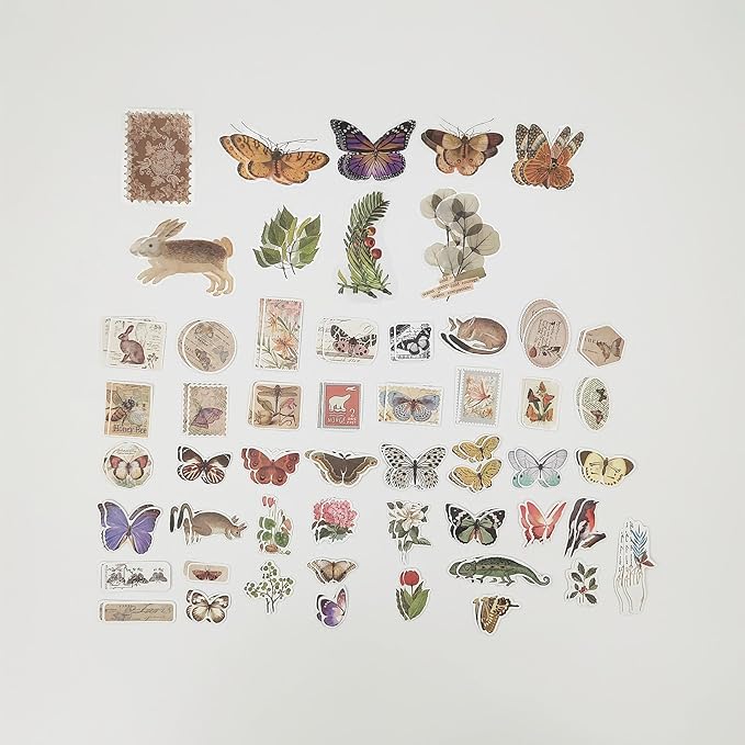 Esweny 251PCS Vintage Scrapbook Supplies Pack, Scrapbooking Paper and Stickers Ephemera Bundle Junk Journal Kit for Art Aesthetic Journaling Collage Decoupage Craft (Flowers and Birds)