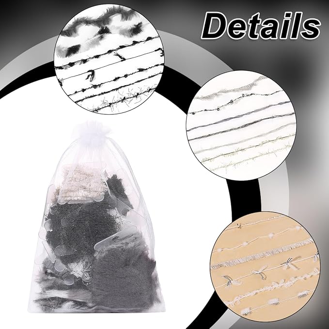 20 Pcs of 2-Yard Original Art Yarns - for DIY Art Yarns for Jewelry Making, Junk Magazines, Knitting, Crafts, Textile Decorative, Tassels, Vintage Yarn Card Making (Black and White)